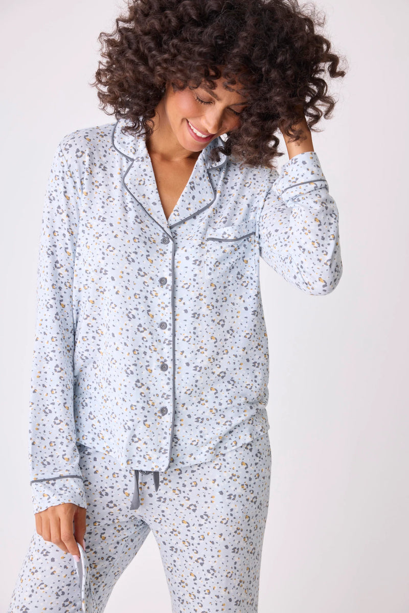 P.J. Salvage - Wild Dreams Modal Floral Leopard PJ Set in Blue Air