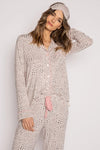 P.J. Salvage - Leopard Print Modal PJ Set  w/ Sleep Mask in Stone