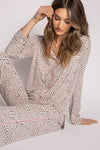 P.J. Salvage - Leopard Print Modal PJ Set  w/ Sleep Mask in Stone