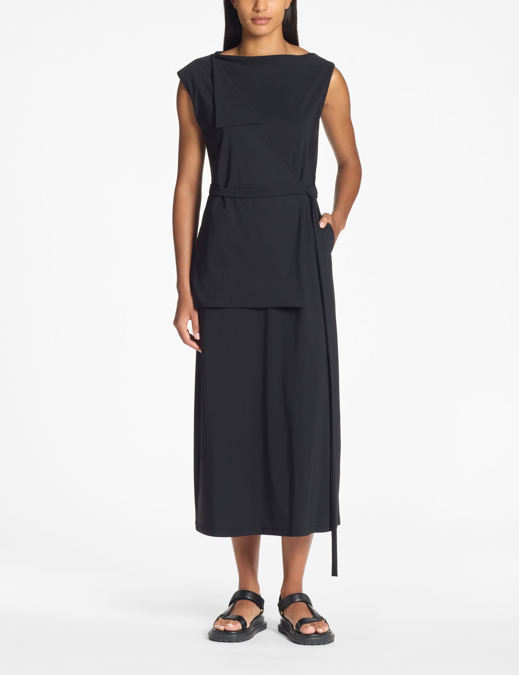 Sarah Pacini - Wrap Panel Dress in Black