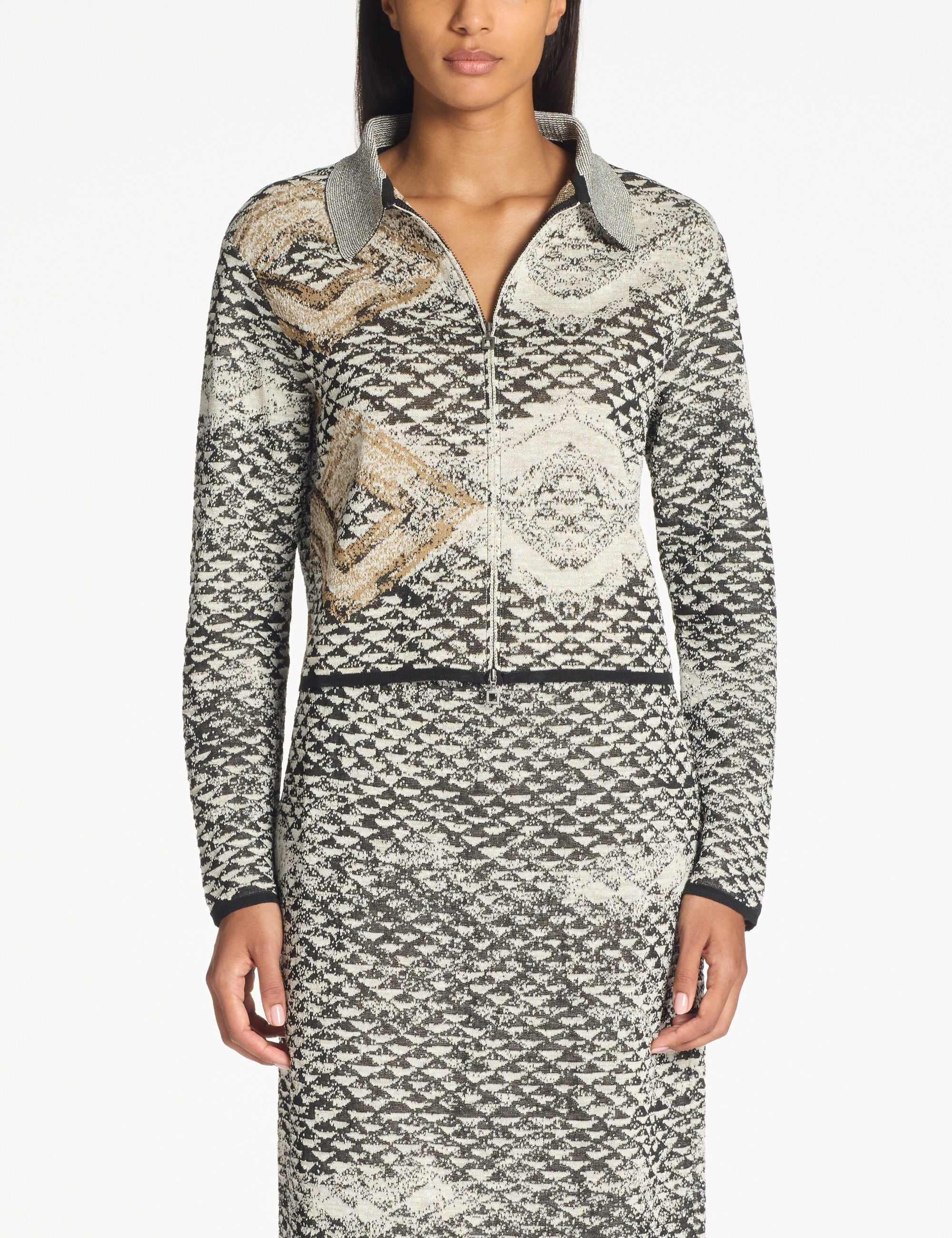 Sarah Pacini - Cropped Cardigan in Greige