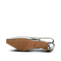 Shoe The Bear - Maxine Slingback Leather Heel in Silver Metallic
