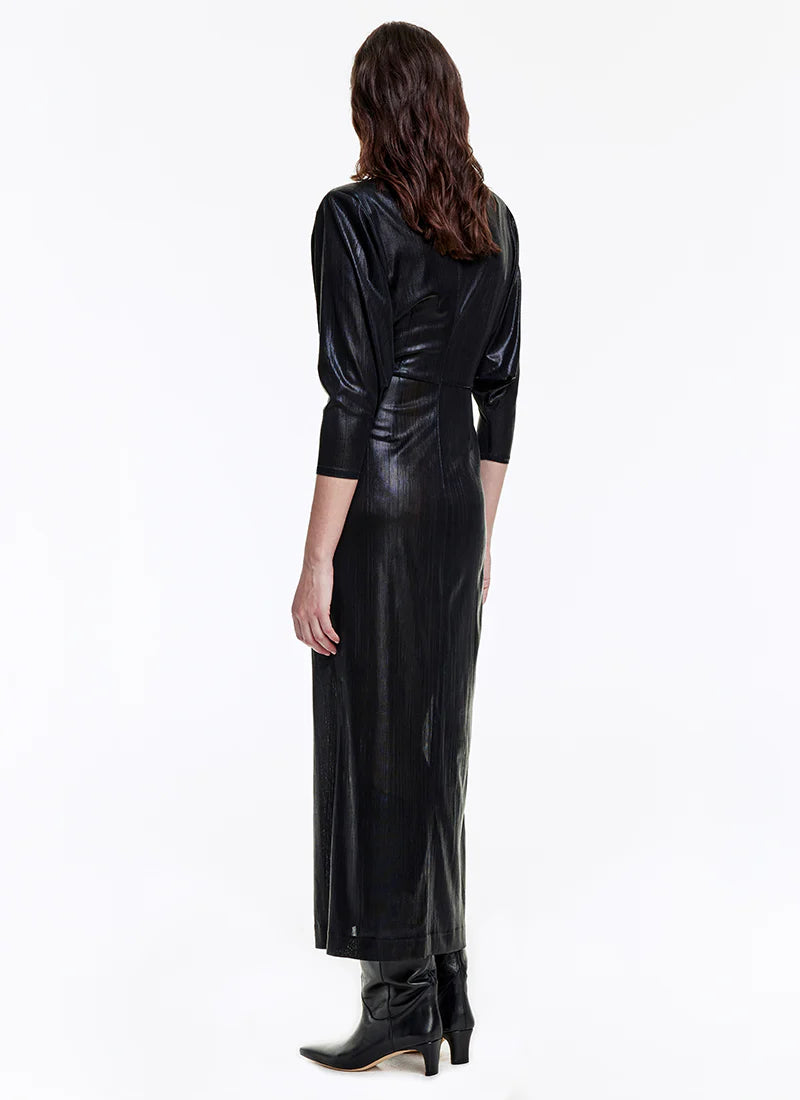 Smythe - Sharp Shoulder Twist Dress in Onyx