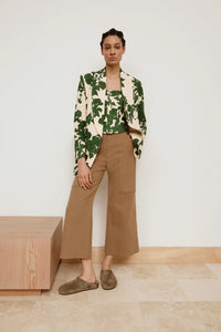 Smythe - Shawl Collar Oversized Blazer in Green Floral