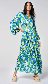 Smythe - Henley Tiered Dress in Blue Floral