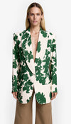 Smythe - Shawl Collar Oversized Blazer in Green Floral