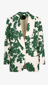 Smythe - Shawl Collar Oversized Blazer in Green Floral