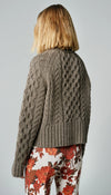Smythe - Cropped Cable-Knit Crewneck in Greige