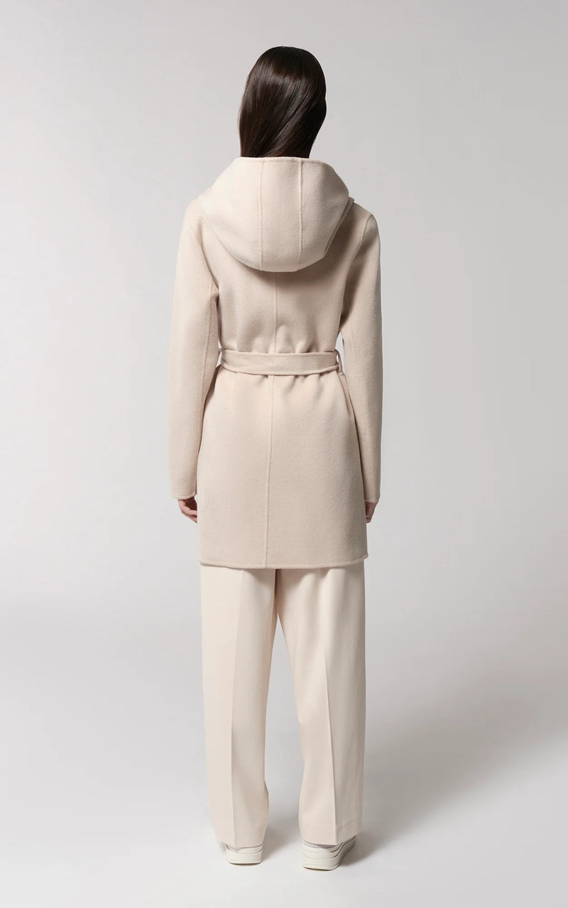 Soia & Kyo - Arlette - Hooded semi-fitted wool coat with tie belt