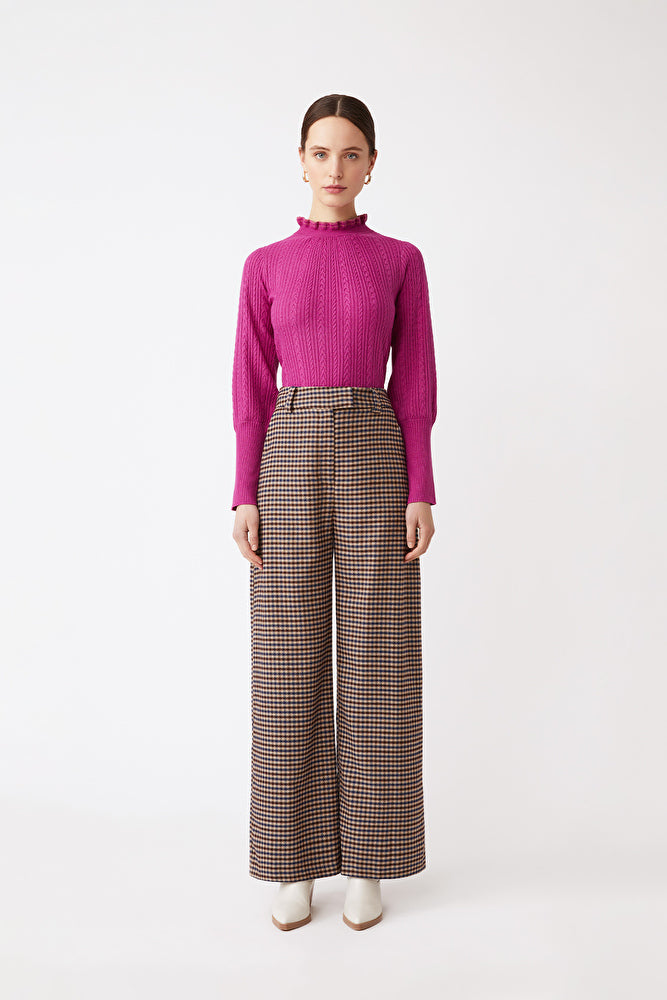 ANN2493: ZARA M size plaid trousers/ Zara basic checkered slim fit pants,  Women's Fashion, Bottoms, Other Bottoms on Carousell