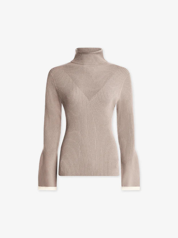 Varley - Ravena Rib Knit High Neck Top in Fungi
