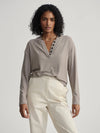 Varley - Lottie Long Sleeve Placket Tee in Cinder