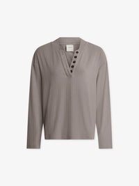 Varley - Lottie Long Sleeve Placket Tee in Cinder