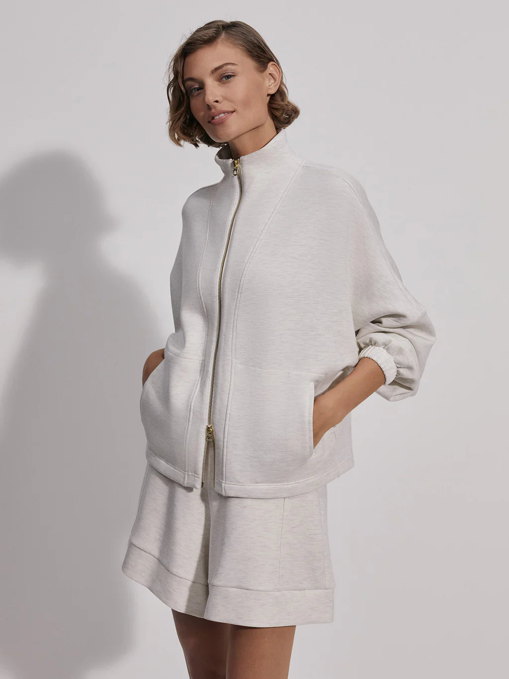 Varley - Ashbury Zip Through Sweat - Ivory Marl – Bernstein