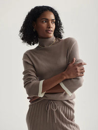 Varley - Ravena Rib Knit High Neck Top in Fungi
