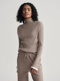 Varley - Ravena Rib Knit High Neck Top in Fungi