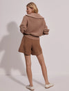 Varley - Eloise Full Zip Knit in Warm Taupe