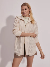 Varley - Finn Longline Knit Jacket in Whitecap Grey