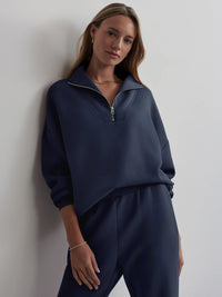 Varley - Hawley Half Zip Sweat in Blue Nights