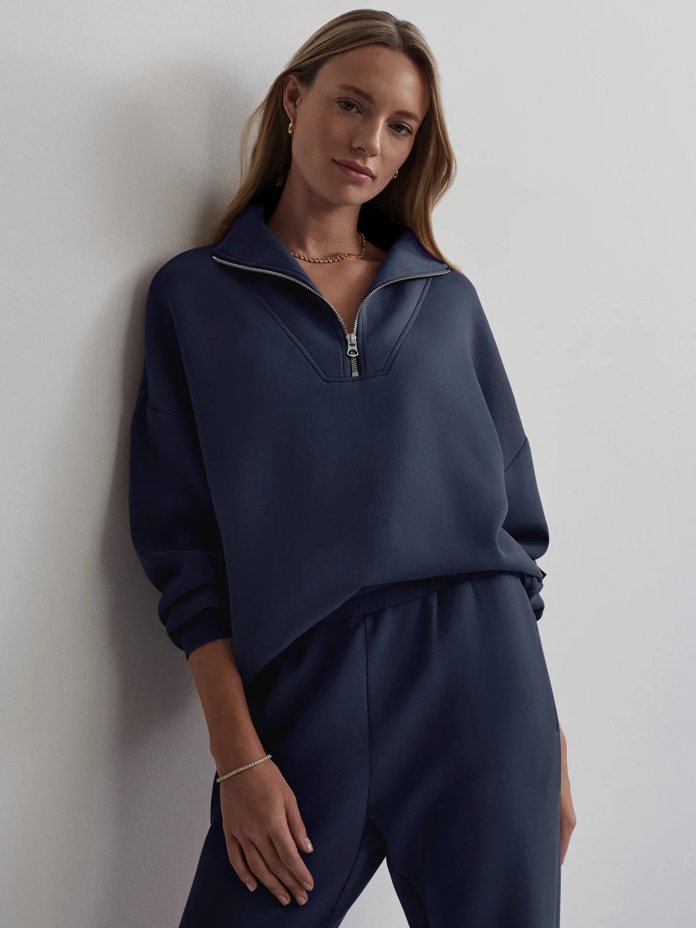 Varley - Hawley Half Zip Sweat in Blue Nights