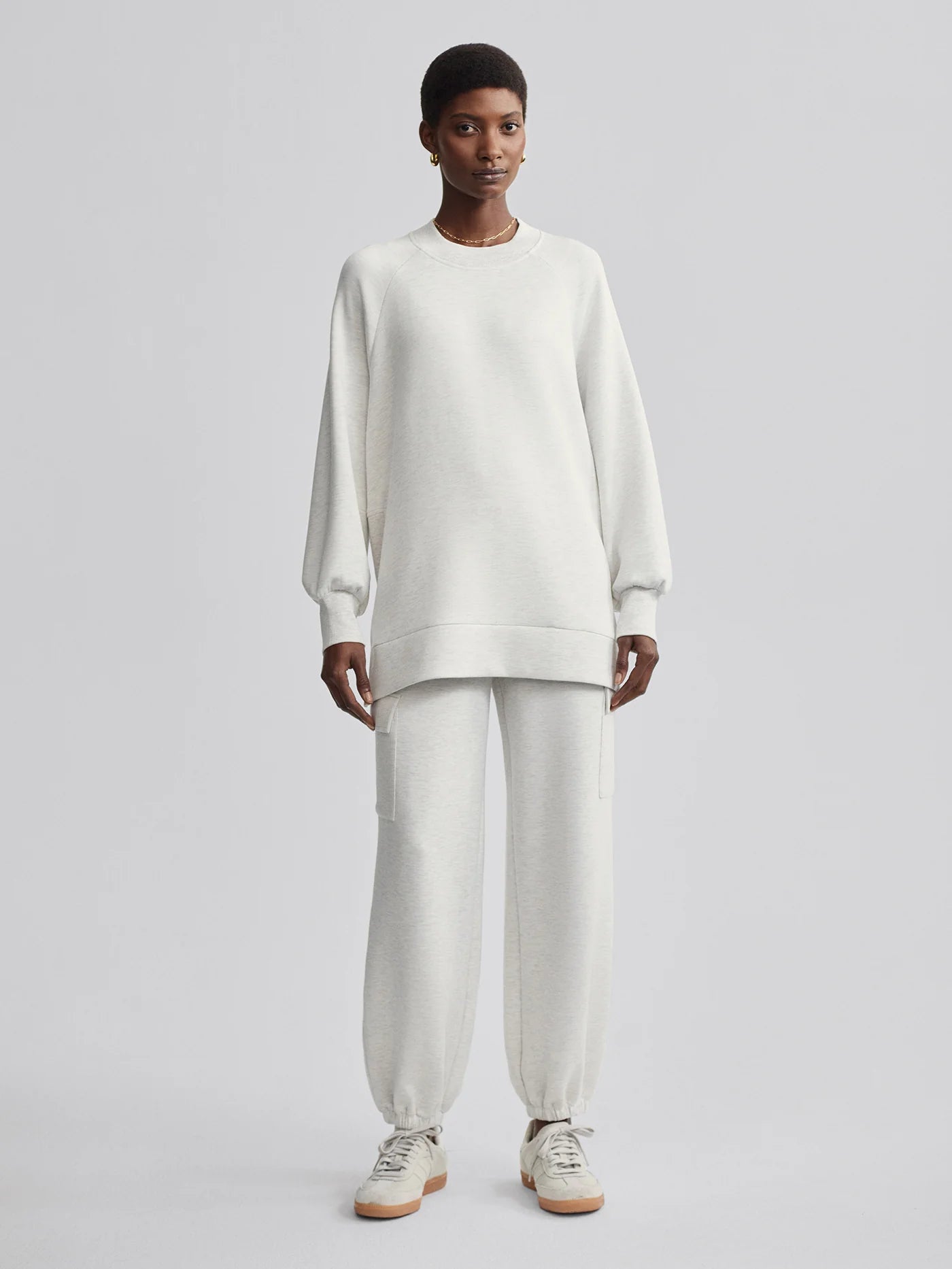 Varley - Nicole Boyfriend Sweat in Ivory Marl