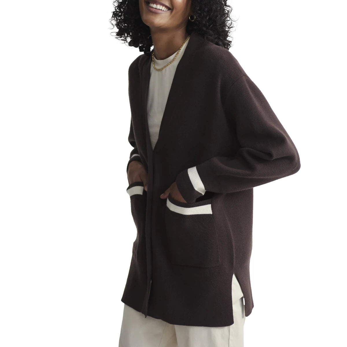 Varley - Ravi Relaxed Longline Cardigan in Coffee Bean