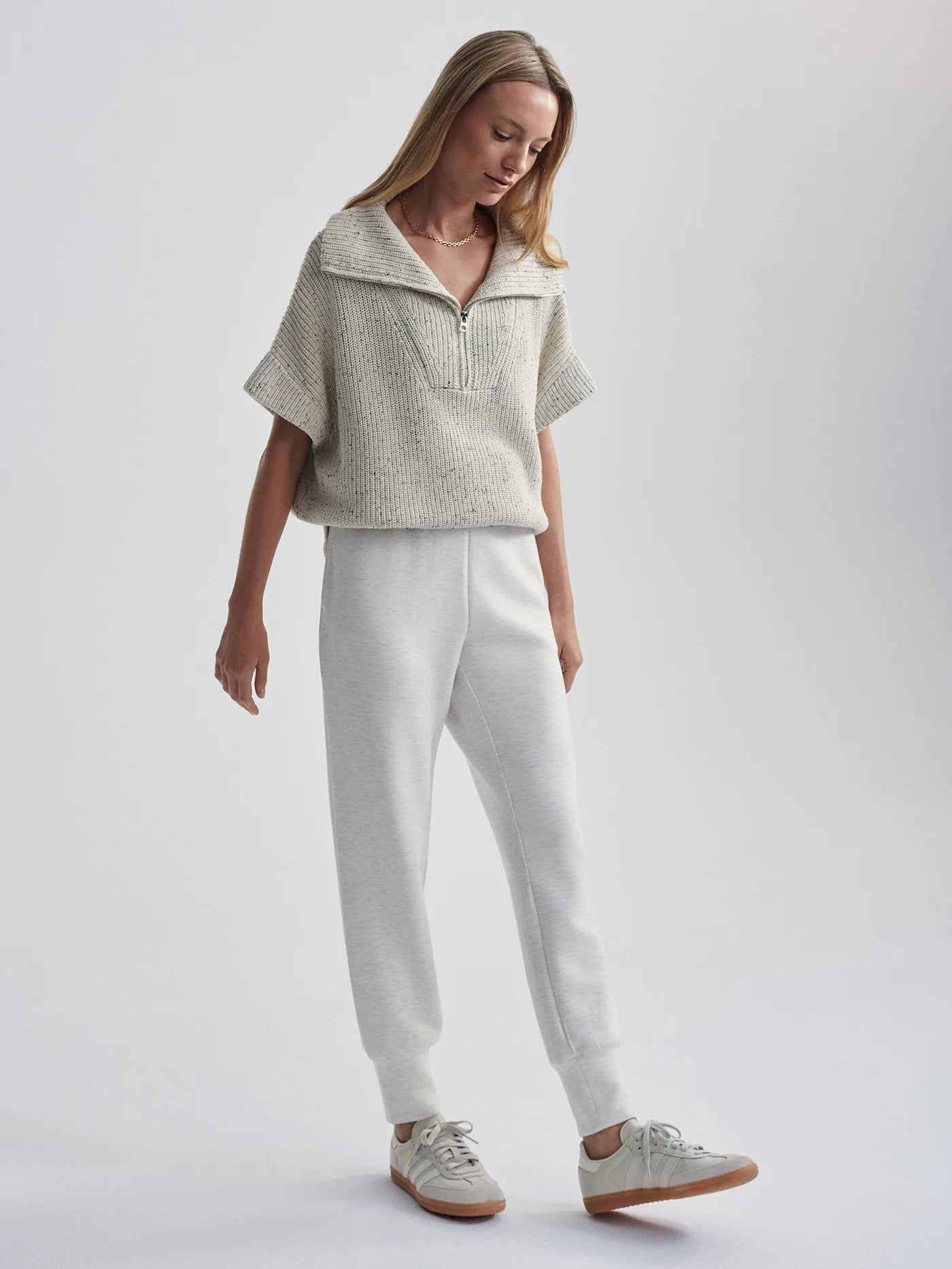 Varley - Reagan Knit Half Zip in Vaporous Grey Fleck