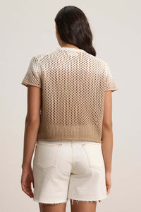 Velvet - Poppy - Cotton Cashmere Mesh Sweater in Stonewall