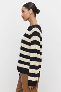 Velvet - Ollie - Chunky Pima Sweater in Black/Ivory