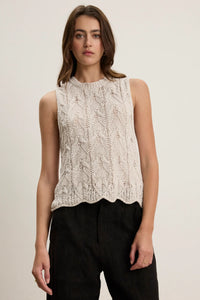 Velvet - Maren - Cotton Sweater Vest in Chalk