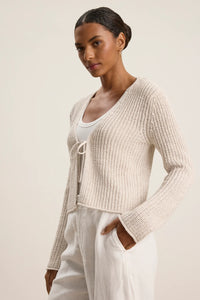 Velvet - Thalia - Cotton Tape Cardigan in Chalk