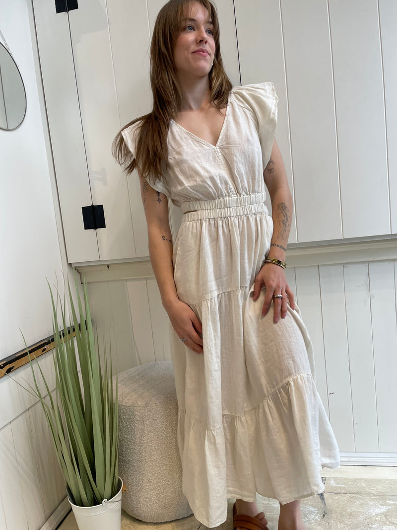 Velvet - Ginger - Woven Linen Dress w/Tiered Skirt