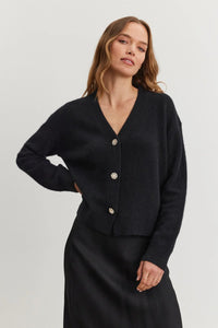 Velvet - Marti - Cozy Alpaca Blend Cardi in Black