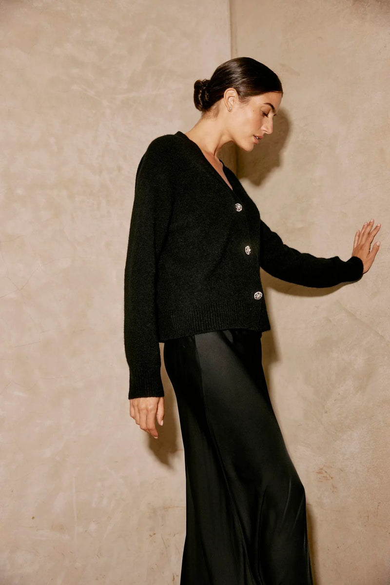 Velvet - Marti - Cozy Alpaca Blend Cardi in Black