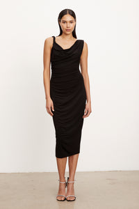 Velvet - Fifi - Matte Jersey Asymmetric Dress in Black