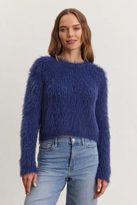 Velvet - Maylie - Novelty Feather Yarn Sweater in Ink