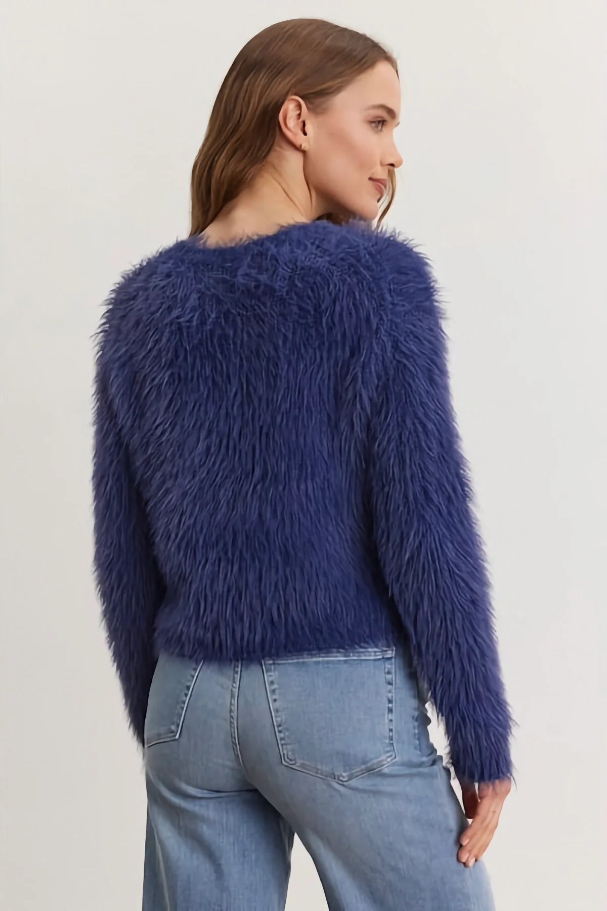 Velvet - Maylie - Novelty Feather Yarn Sweater in Ink