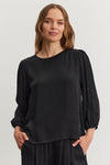 Velvet - Esme - Satin Viscose Top in Black