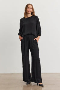 Velvet - Rhetta Satin Viscose Pant in Black