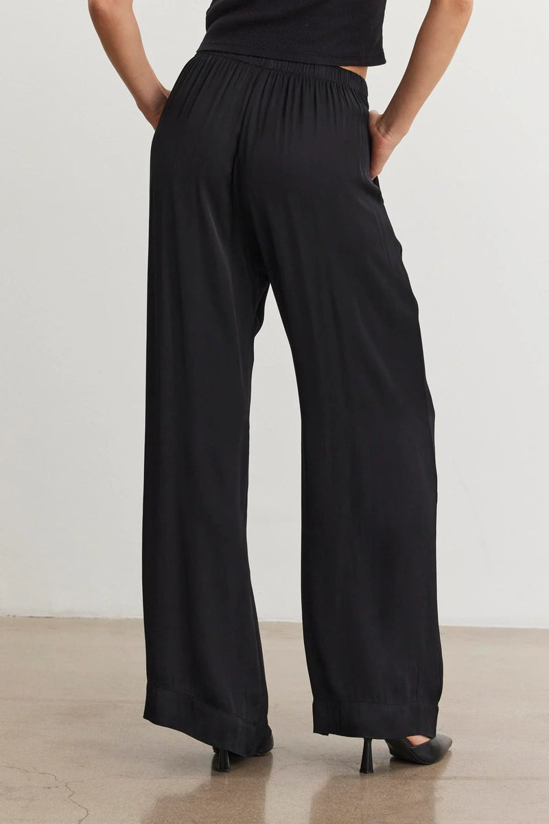 Velvet - Rhetta Satin Viscose Pant in Black