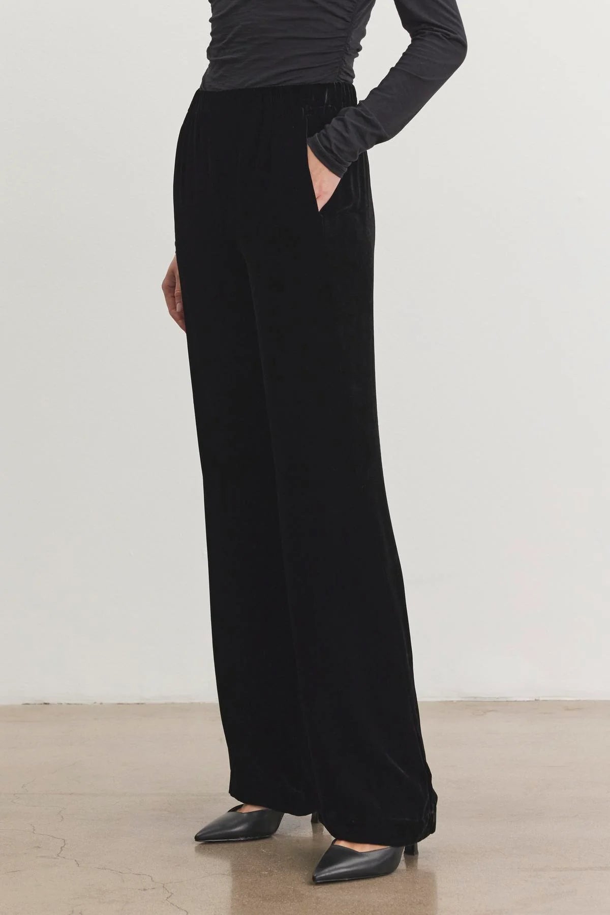 Velvet - Sorine - Silk Velvet Pant in Black