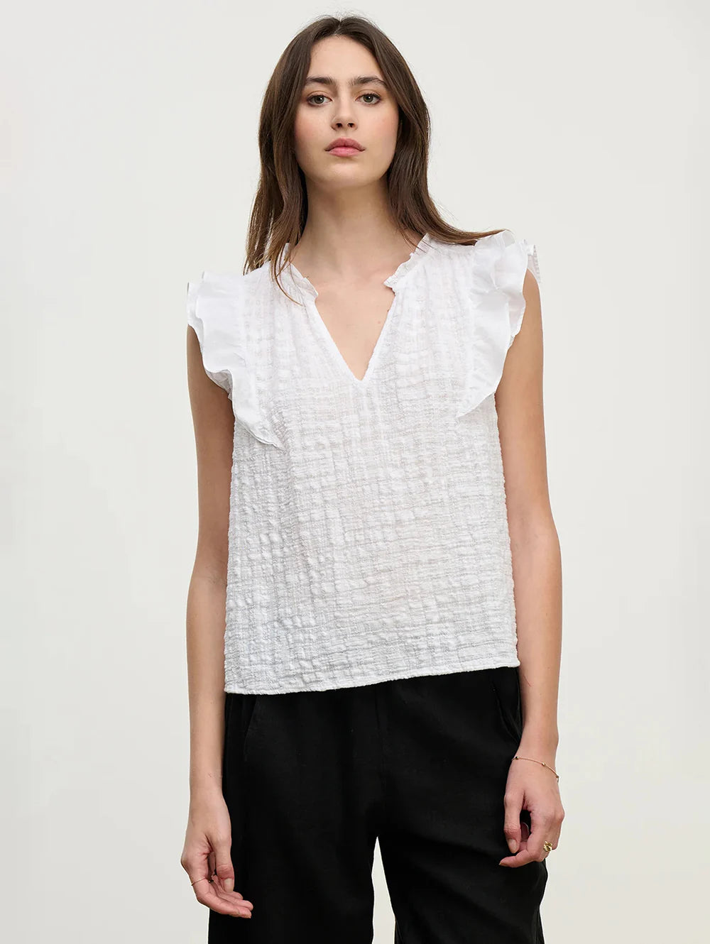 Velvet - Eva - Textured Gauze Top in White