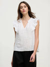 Velvet - Eva - Textured Gauze Top in White