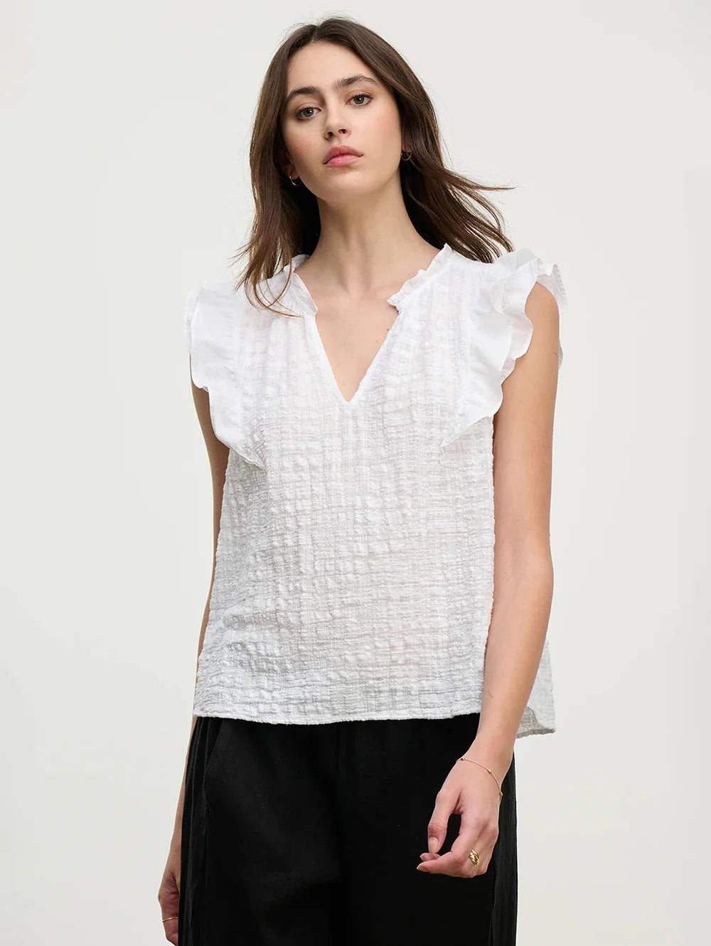 Velvet - Eva - Textured Gauze Top in White
