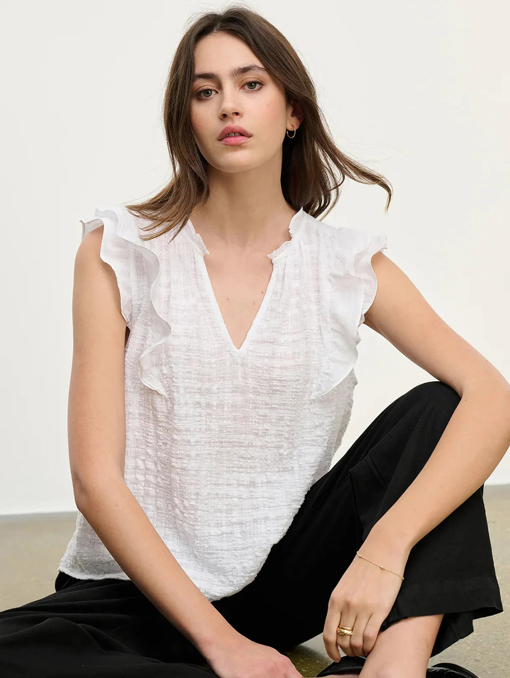 Velvet - Eva - Textured Gauze Top in White