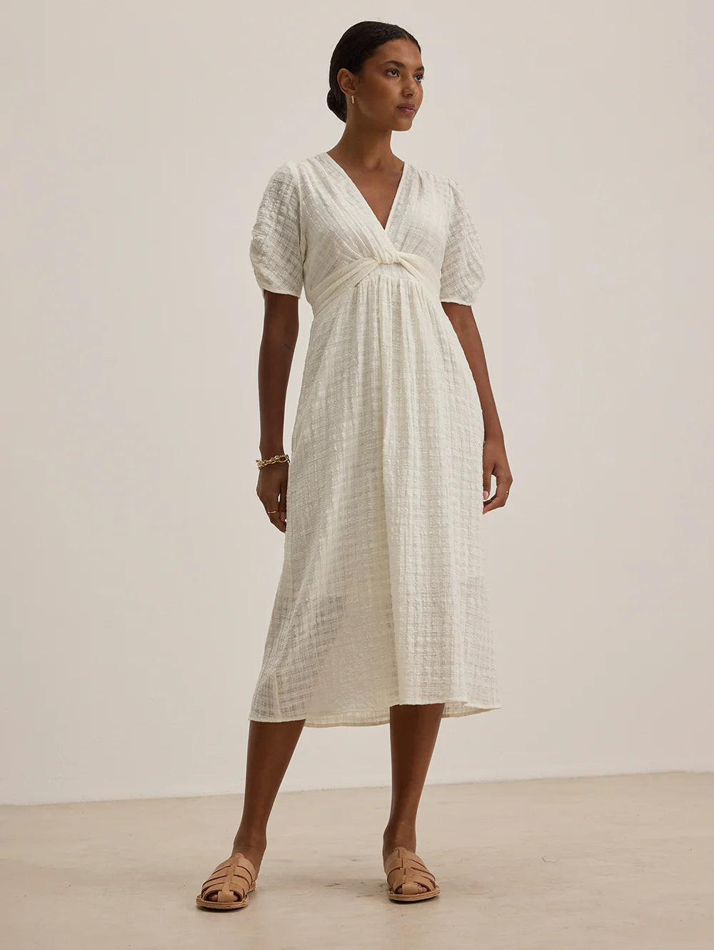 Velvet - Eloise - Textured Gauze Dress in Coconut