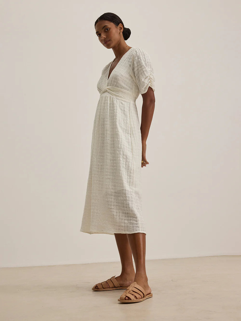 Velvet - Eloise - Textured Gauze Dress in Coconut