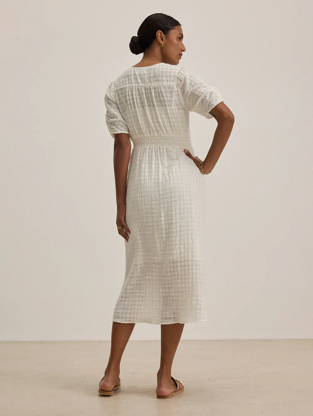 Velvet - Eloise - Textured Gauze Dress in Coconut