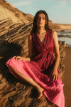 Velvet - Marilyn - Ombre Dip Dye Crinkle Cotton Dress in Fuchsia