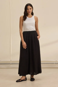 Velvet - Memphis - Cleo Wade Woven Linen Skirt in Black